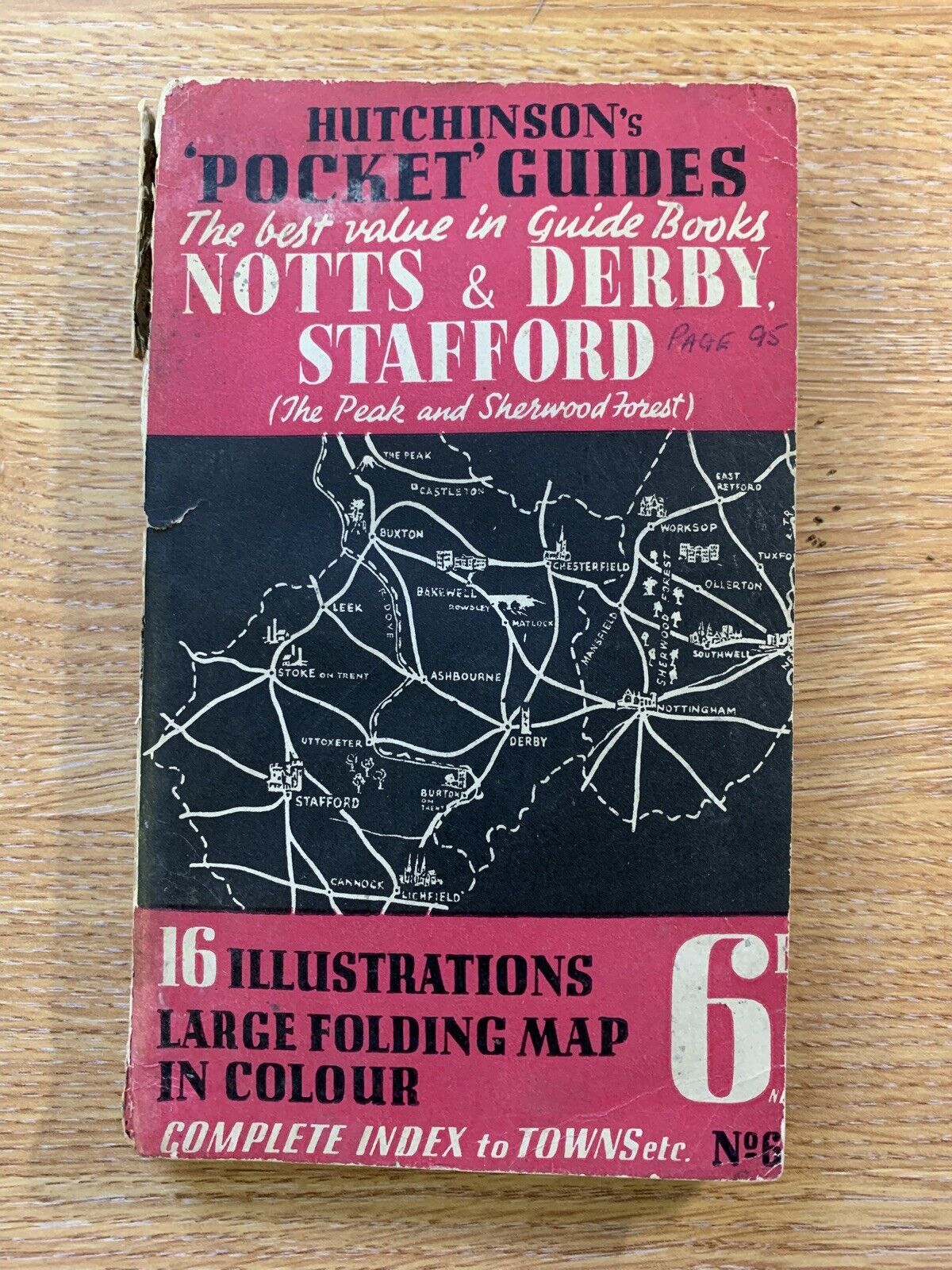 Notts & Derby Stafford The Peak & Sherwood Forest - Hutchinsons Pocket Guide Map