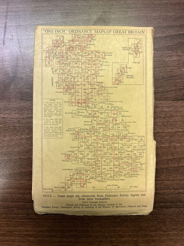 KINGS LYNN Ordnance Survey Seventh Series CLOTH Map 1954 Sheet 124 Wisbech