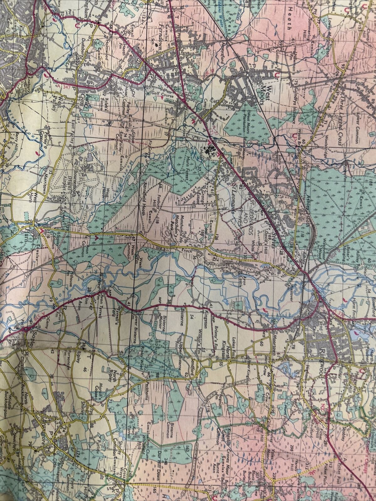 NEW FOREST - paper ORDNANCE SURVEY TOURIST MAP 1966 Poole Totland Southampton