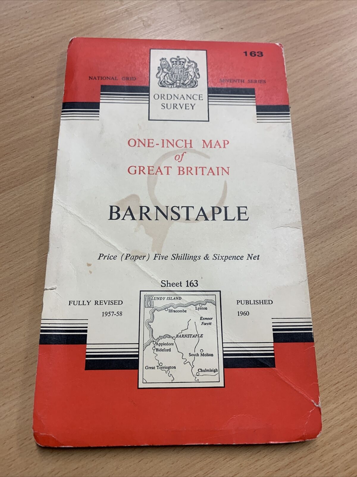 Ordnance Survey Seventh Series 1 Inch Map Barnstable Devon 1960 No 163