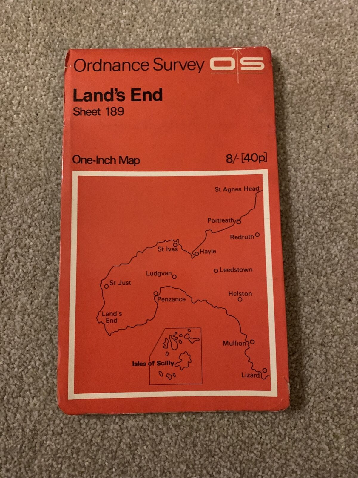 LANDS END Ordnance Survey One Inch Map 189 Good Condition 1961 Isles Of Scilly