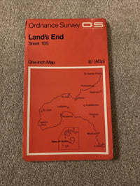 LANDS END Ordnance Survey One Inch Map 189 Good Condition 1961 Isles Of Scilly