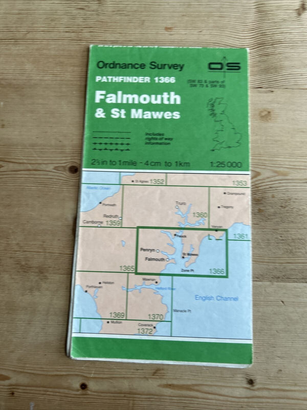 FALMOUTH & ST MAWES Pathfinder 1366 Ordnance Survey 1:25,000 1990 Feock