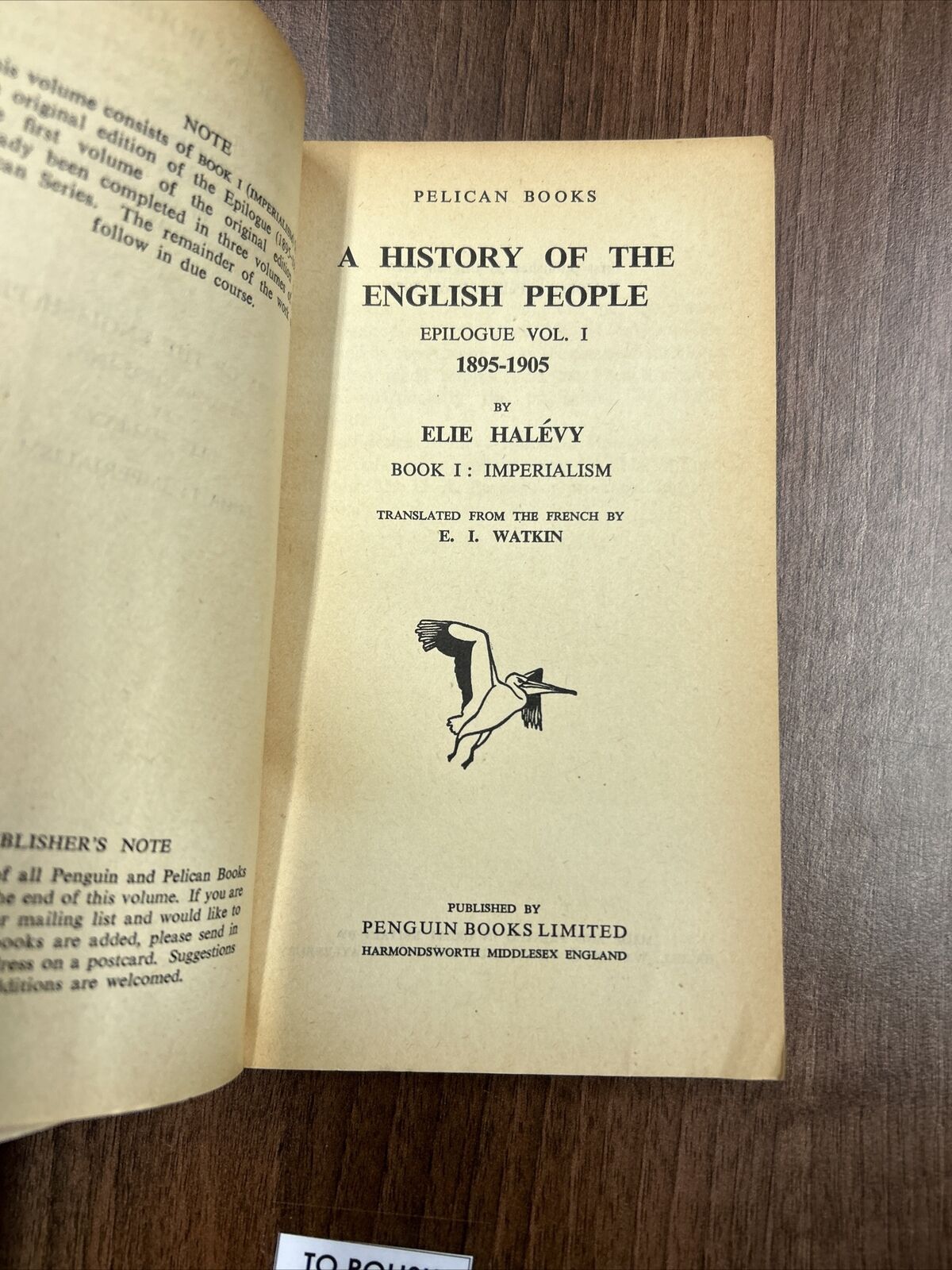 HALEVYS HISTORY OF THE ENGLISH PEOPLE 1895 Halevy Pelican Book A50 1939 First