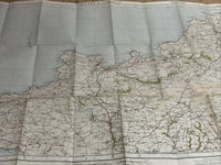 ST DAVIDS & CARDIGAN Ordnance Survey Cloth One Inch Map 1923 No 88 Contoured