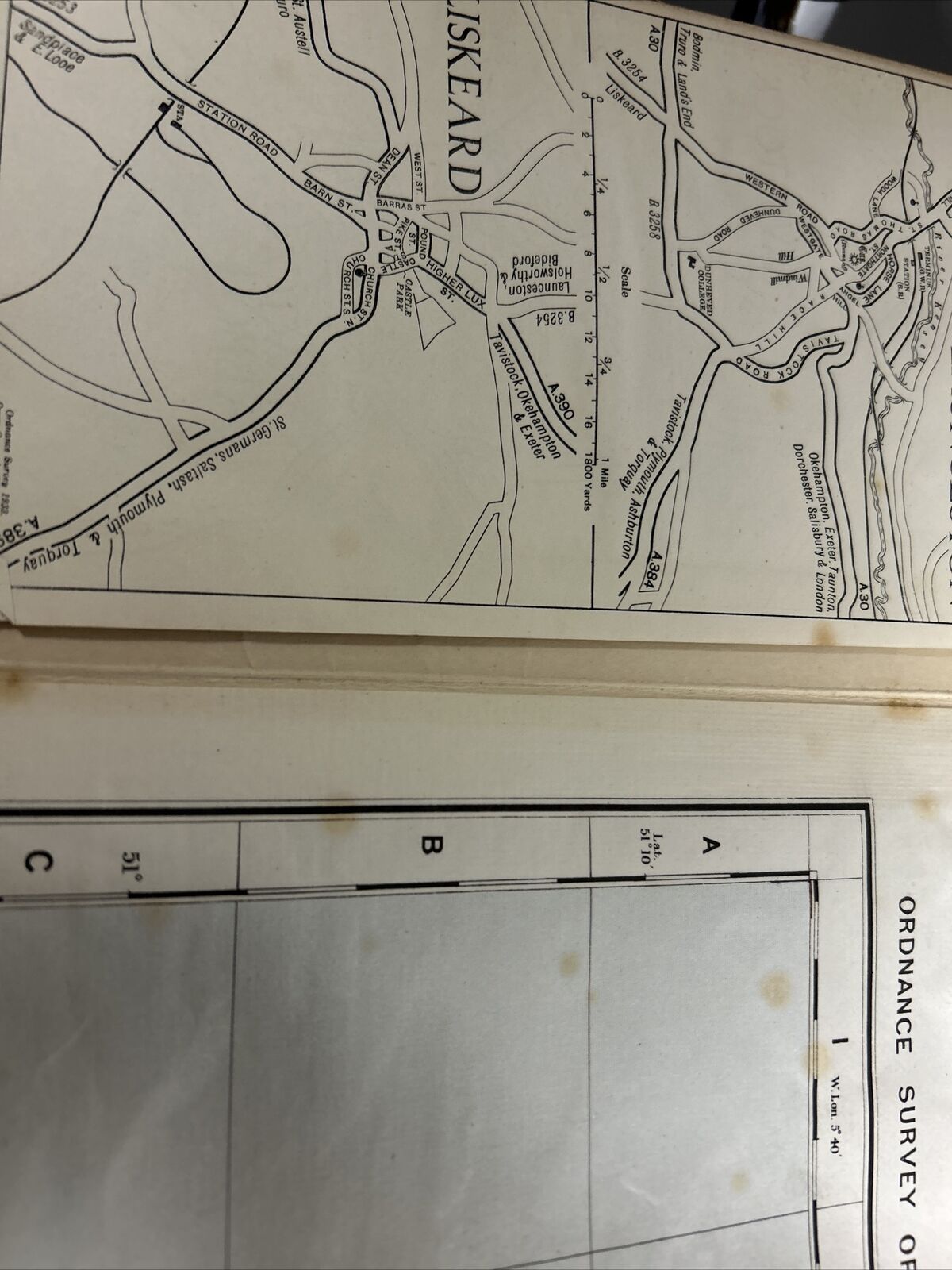 ENGLAND SOUTH WEST Ordnance Survey Cloth Quarter Inch Map 1920 Sheet 10 Cornwall