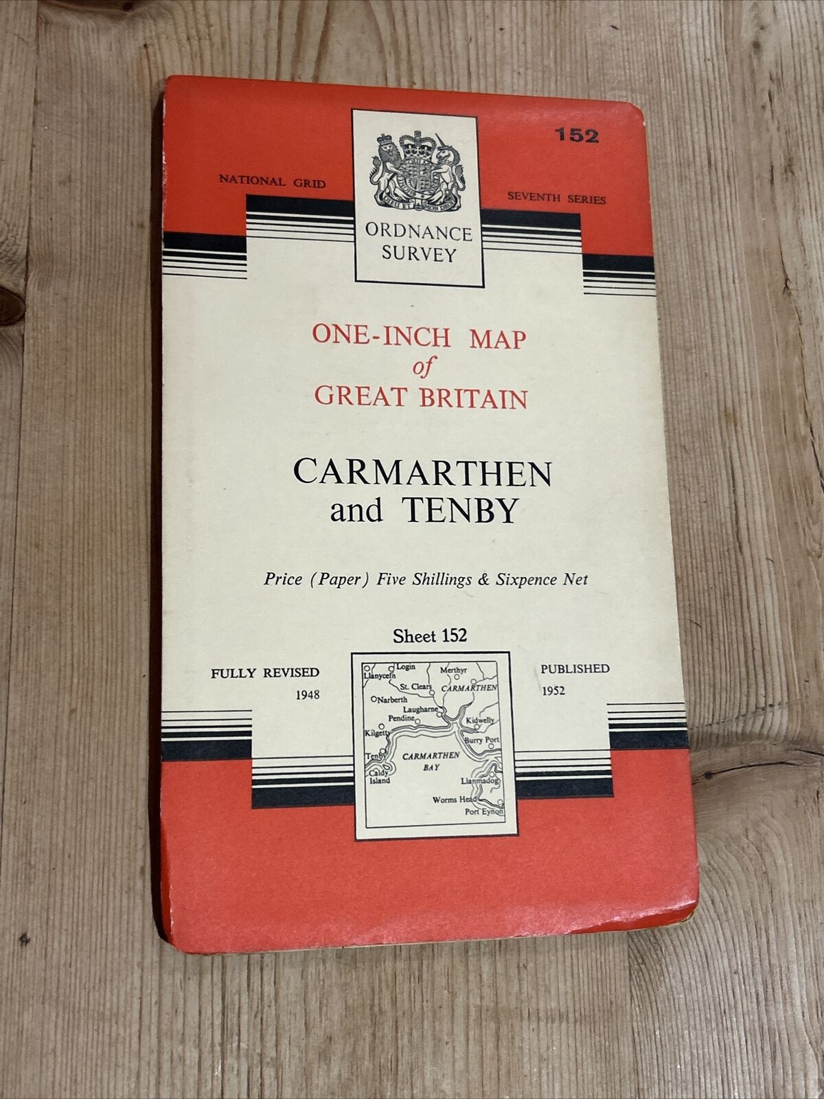 CARMARTHEN & TENBY no 152 1960 Seventh Series Ordnance Survey One Inch Map Paper