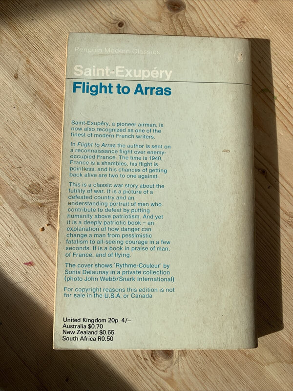 FLIGHT TO ARRAS Antoine De Saint-Exupery - Penguin Modern Classics 1969 France