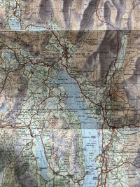 LAKE DISTRICT 1958 CLOTH Ordnance Survey Tourist Map Lakes Coniston Windermere