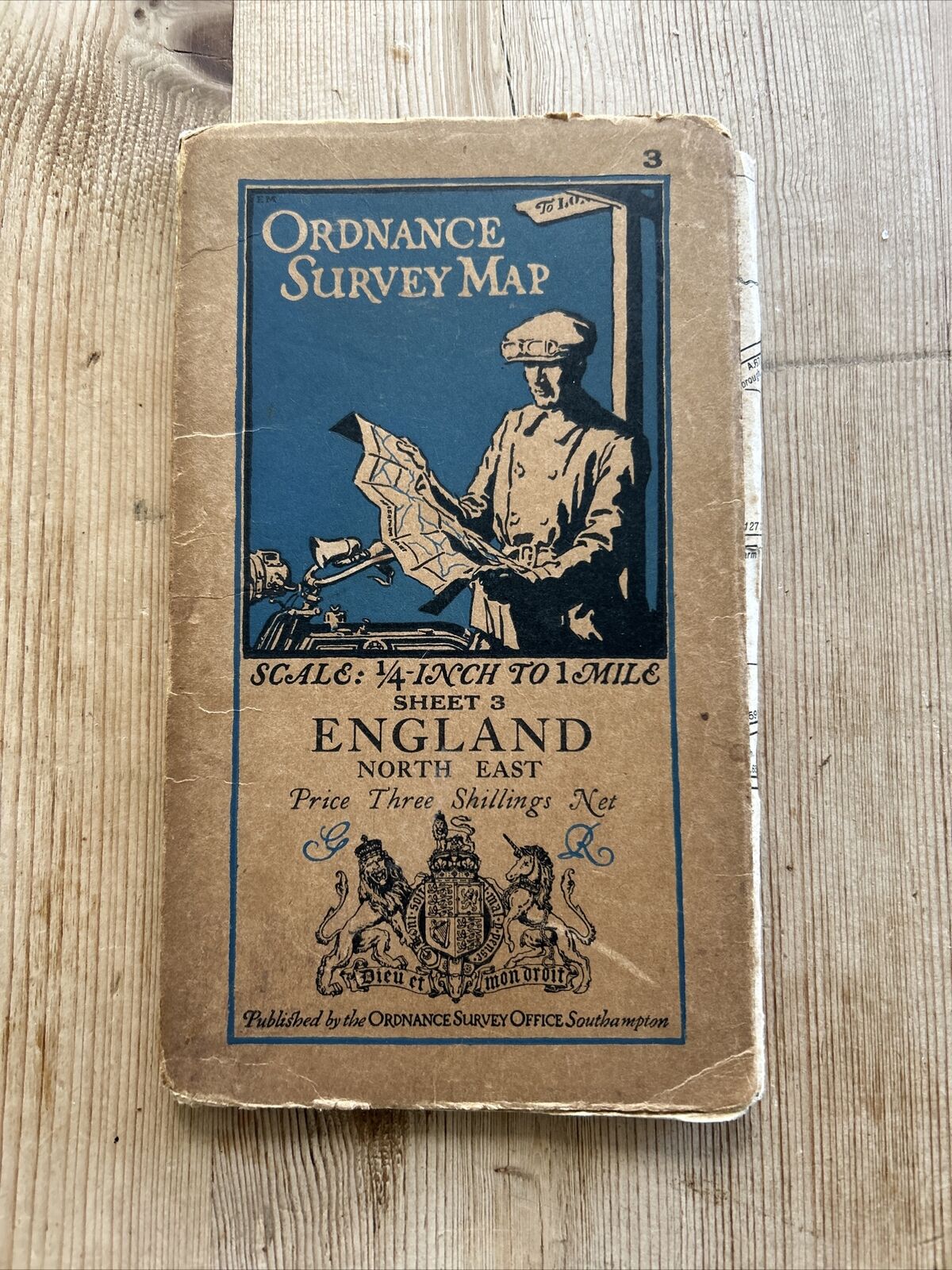 ENGLAND NORTH EAST Ordnance Survey CLOTH Quarter Inch Sheet 3 1921 Hull York