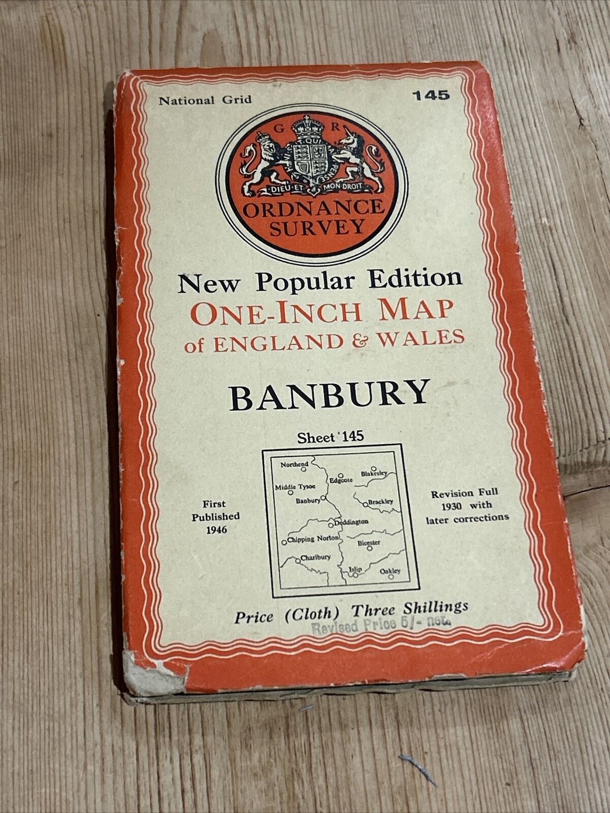 BANBURY Ordnance Survey Cloth Map 1946 Sixth Series No 145 Bicester Culworth