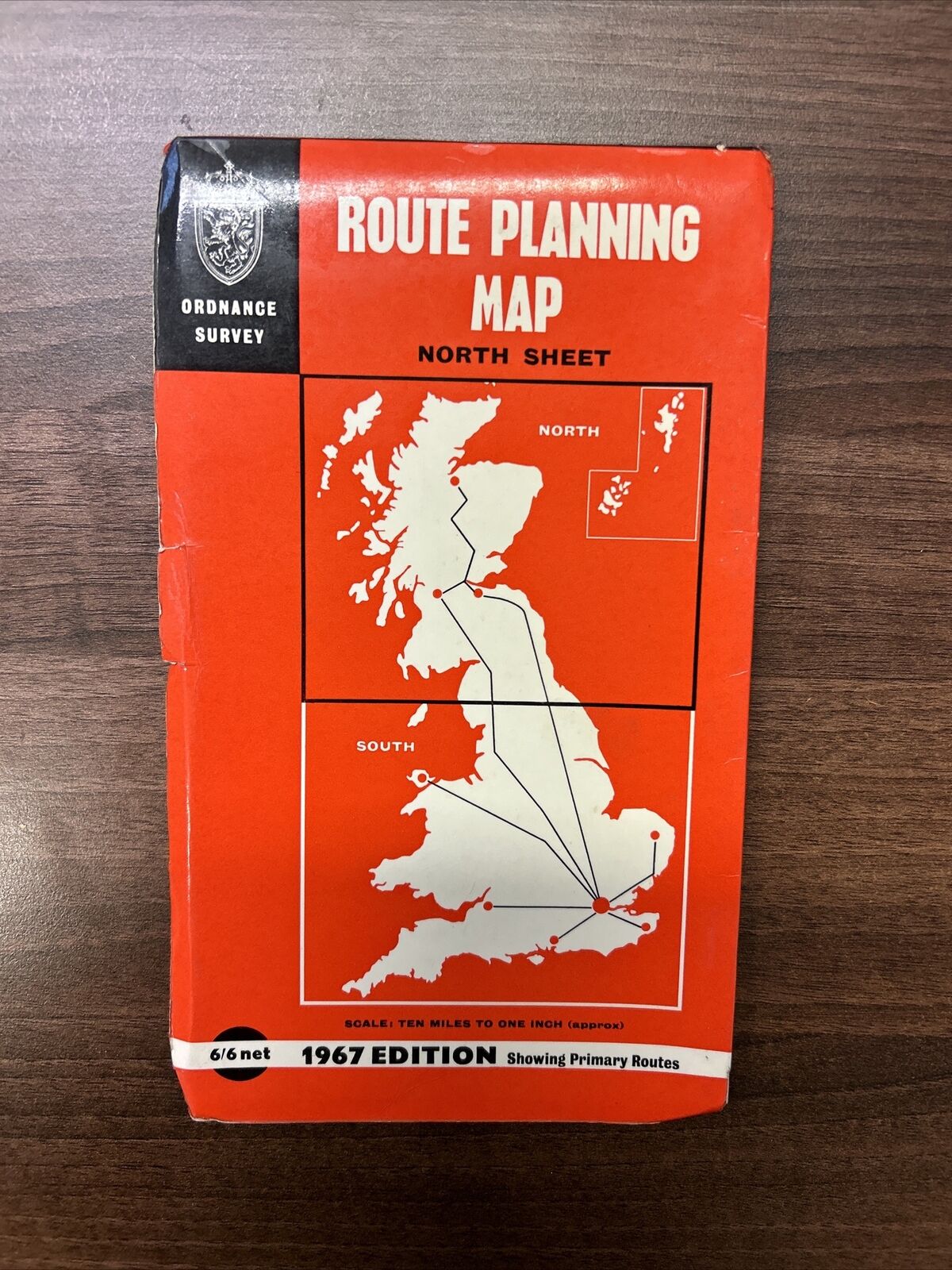 1967 Ordnance Survey Map ROUTE  PLANNING MAP NORTH Ten Miles To Inch