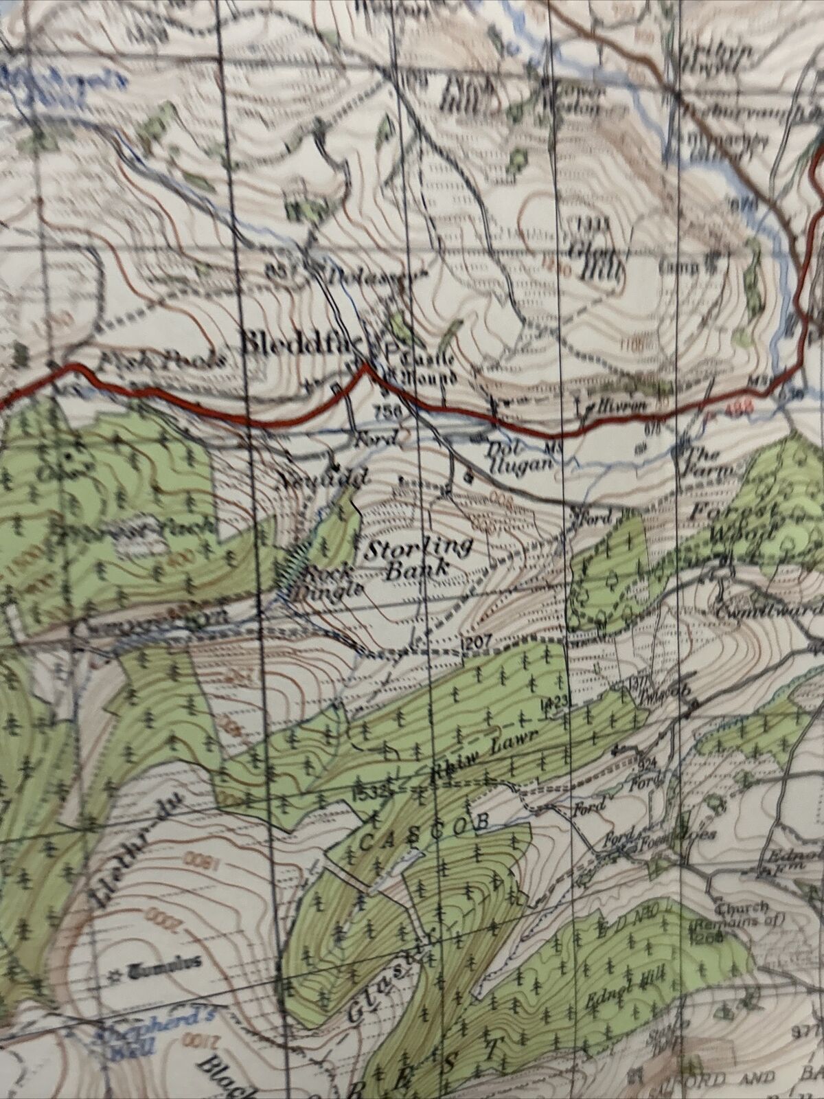 MONTHOMERY & LLANDRINDOD Ordnance Survey 7th  Series CLOTH 1 In Map Sh 128 1952