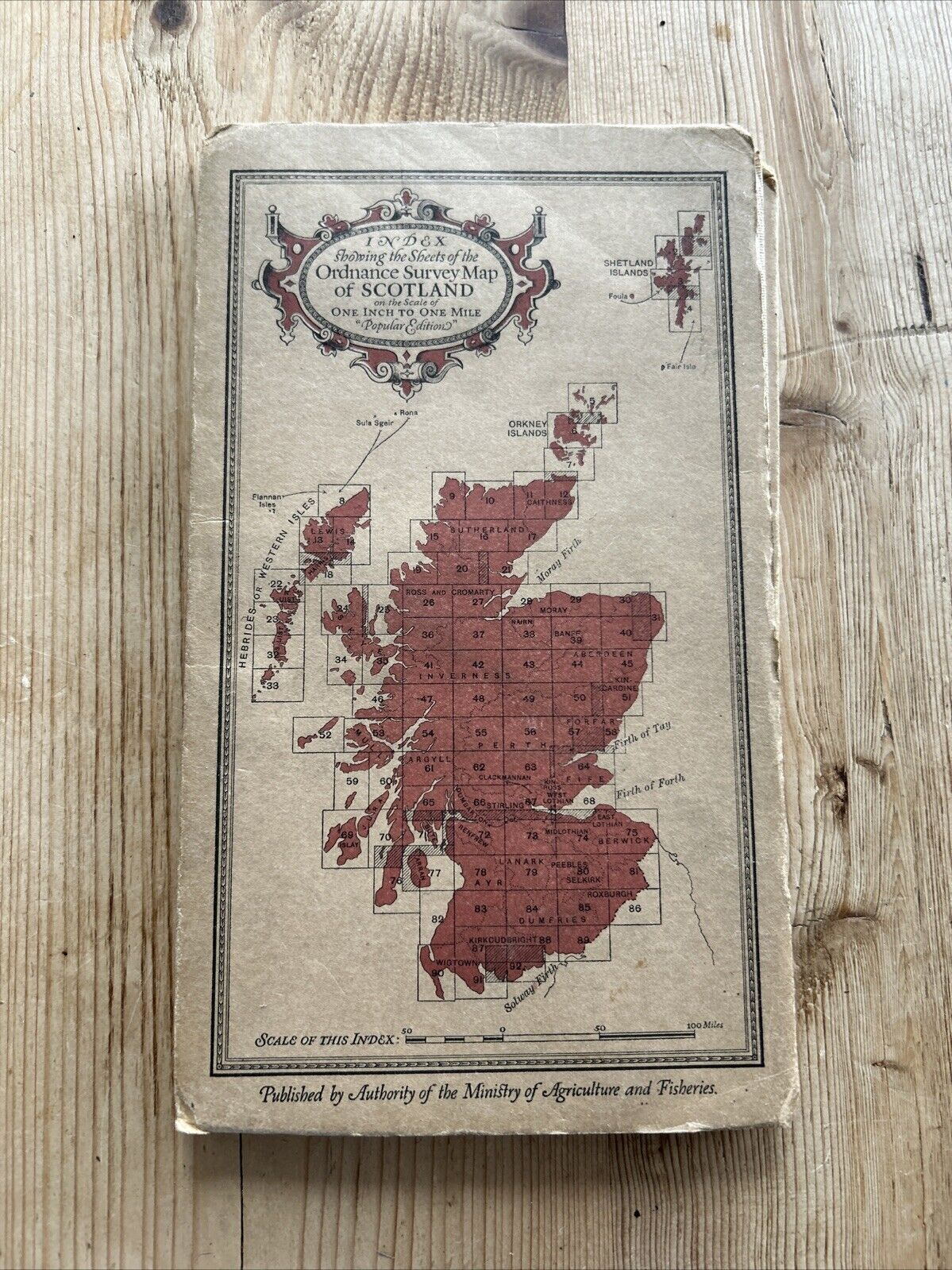 ISLAND OF BUTE Ordnance Survey One Inch CLOTH Sheet 71 Popular Edition 1926