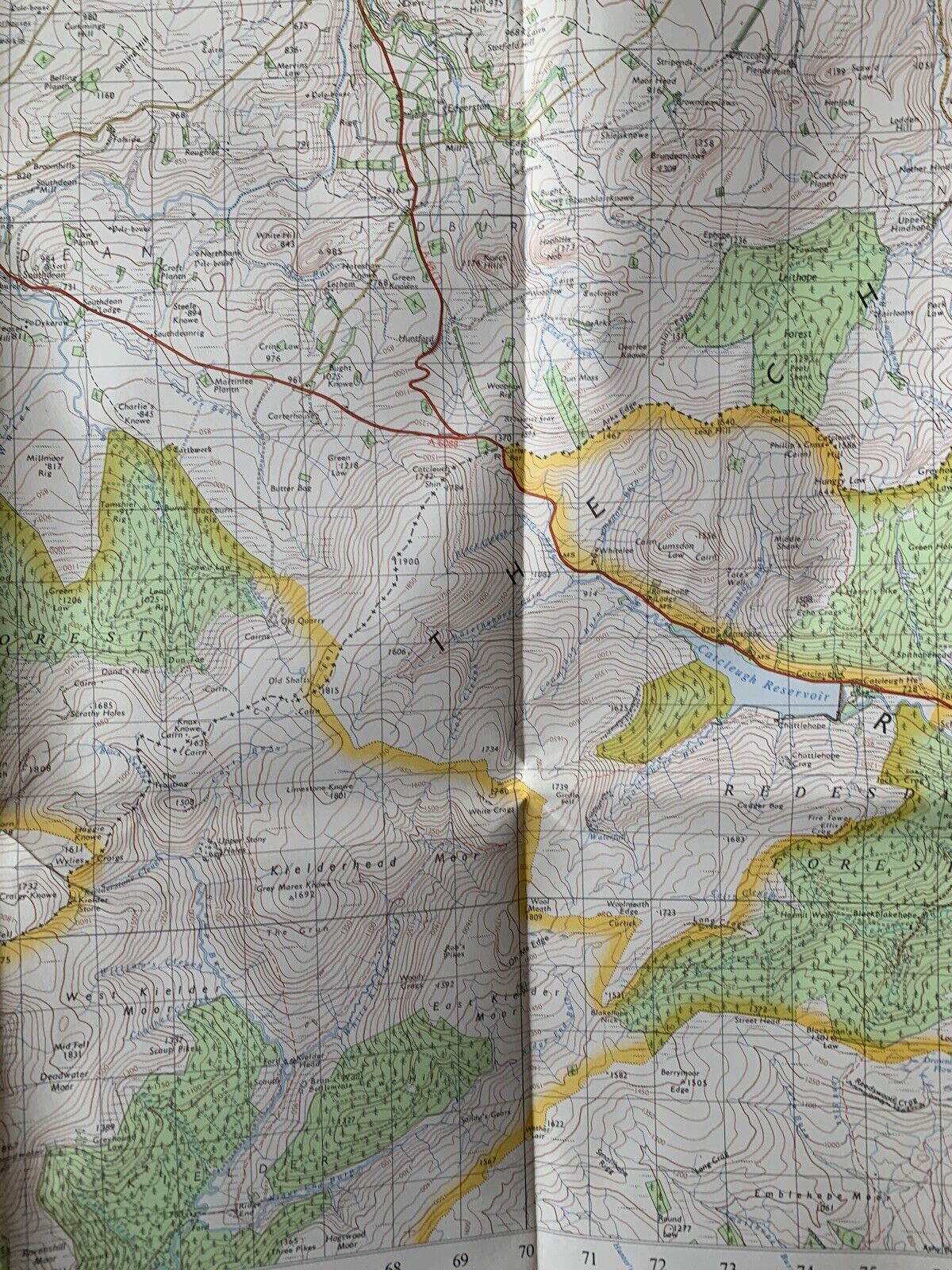 Jedburgh The Cheviot Hills -Ordnance Survey Map One Inch 1969 Sheet 70