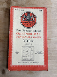 YORK Ordnance Survey Cloth One In Map 1947  Sixth Edition Sheet 97 Dissected