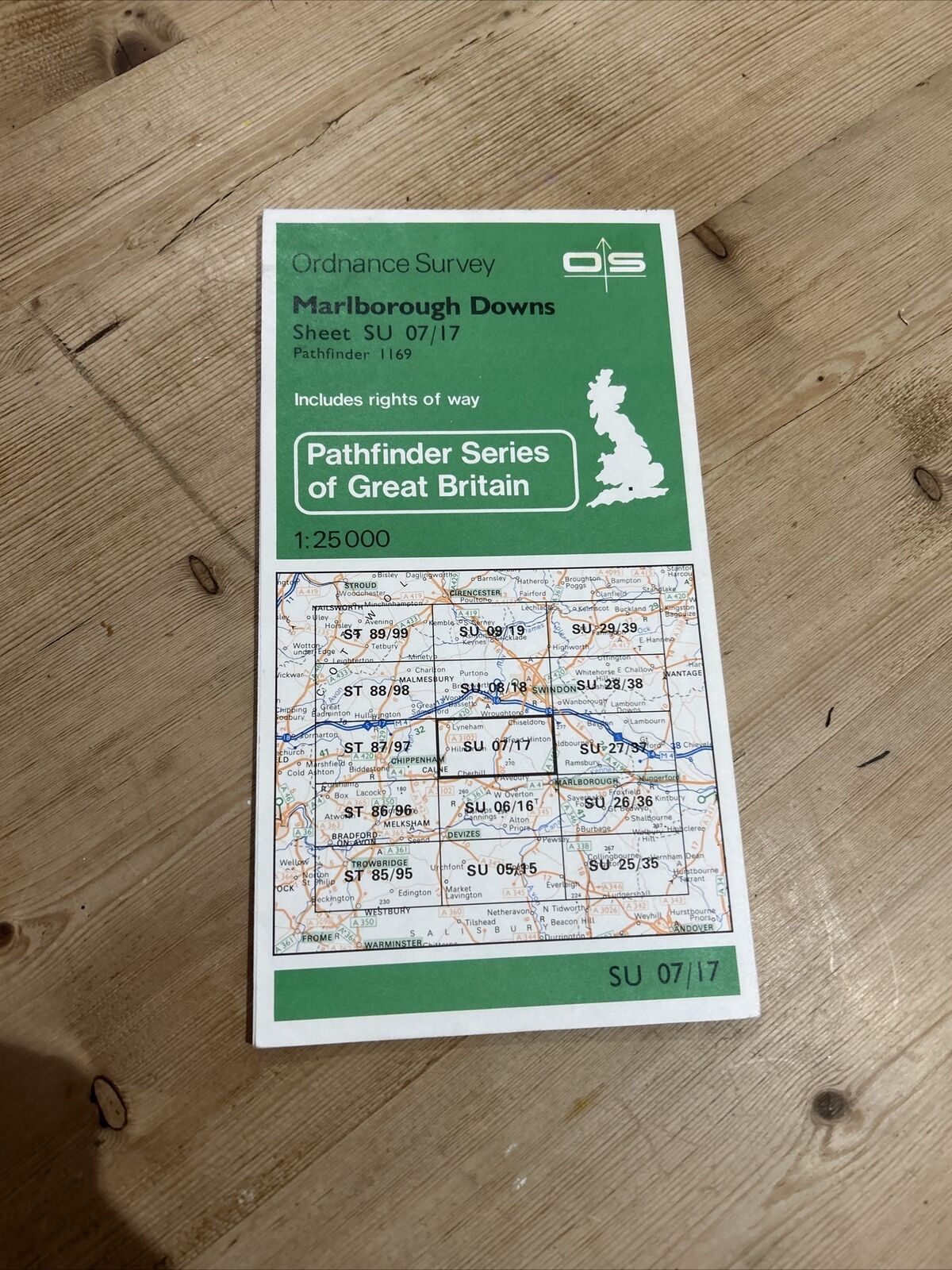 MARLBOROUGH DOWNS Pathfinder Ordnance Survey SU07/17 1:25000 1985 Broad Hinton