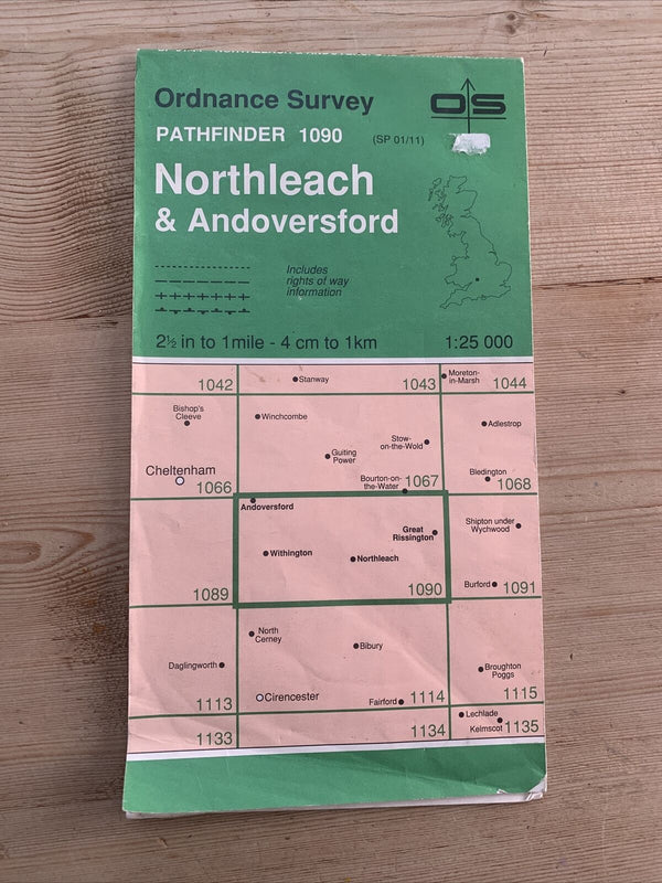 NORTHLEACH & ANDOVERSFORD Ordnance Survey Pathfinder Map 894 SP01/11 1985