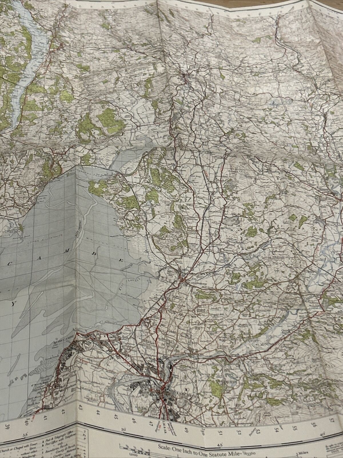 LANCASTER & KENDAL Ordnance Survey CLOTH 6th Series 1947 Sheet 89 One Inch