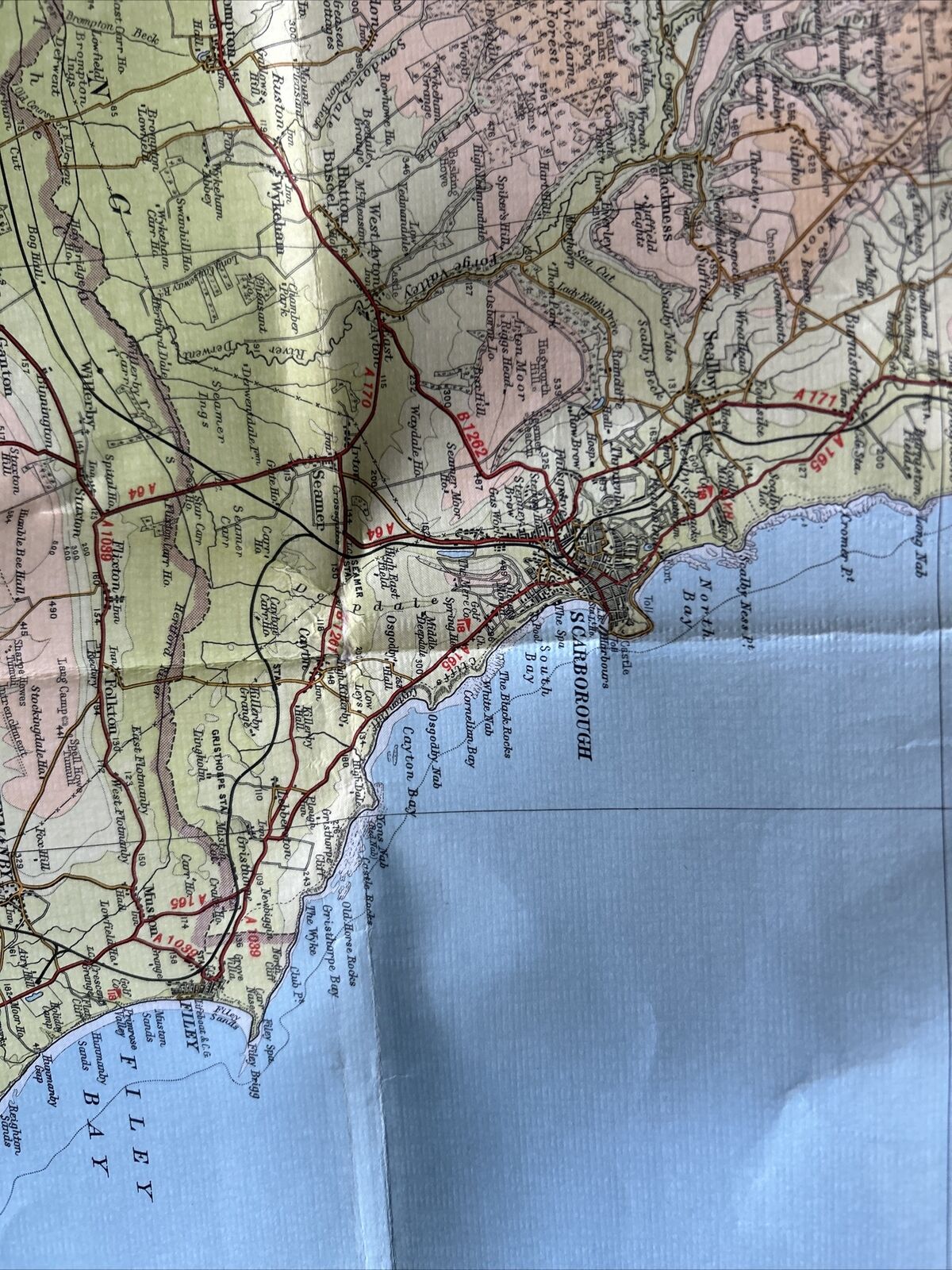 NORTH YORKSHIRE MOORS Bartholomew - Half Inch Cloth Map 1963 No 36 Scarborough