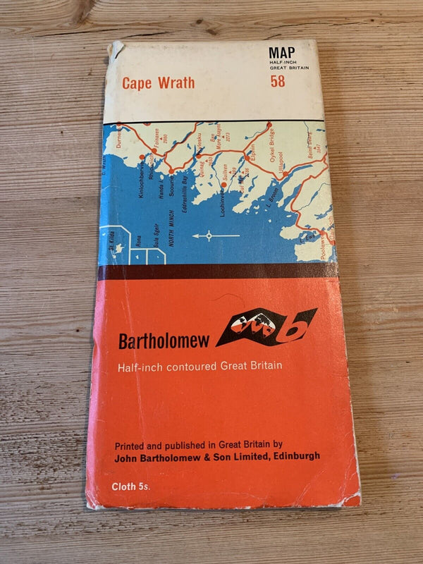 CAPE WRATH No 58 Scotland Bartholomew Cloth Half Inch Map 1965