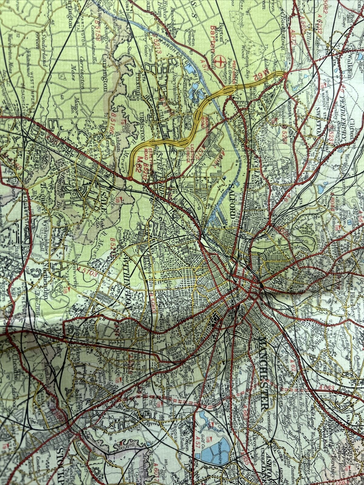 MERSEYSIDE Bartholomew CLOTH Half Inch Map 1962 No 28 Chester Wirral Manchester