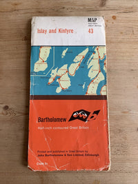 ISLAY & KINTYRE Scotland Bartholomew - Half Inch Cloth Map 1962 No 43 Gigha