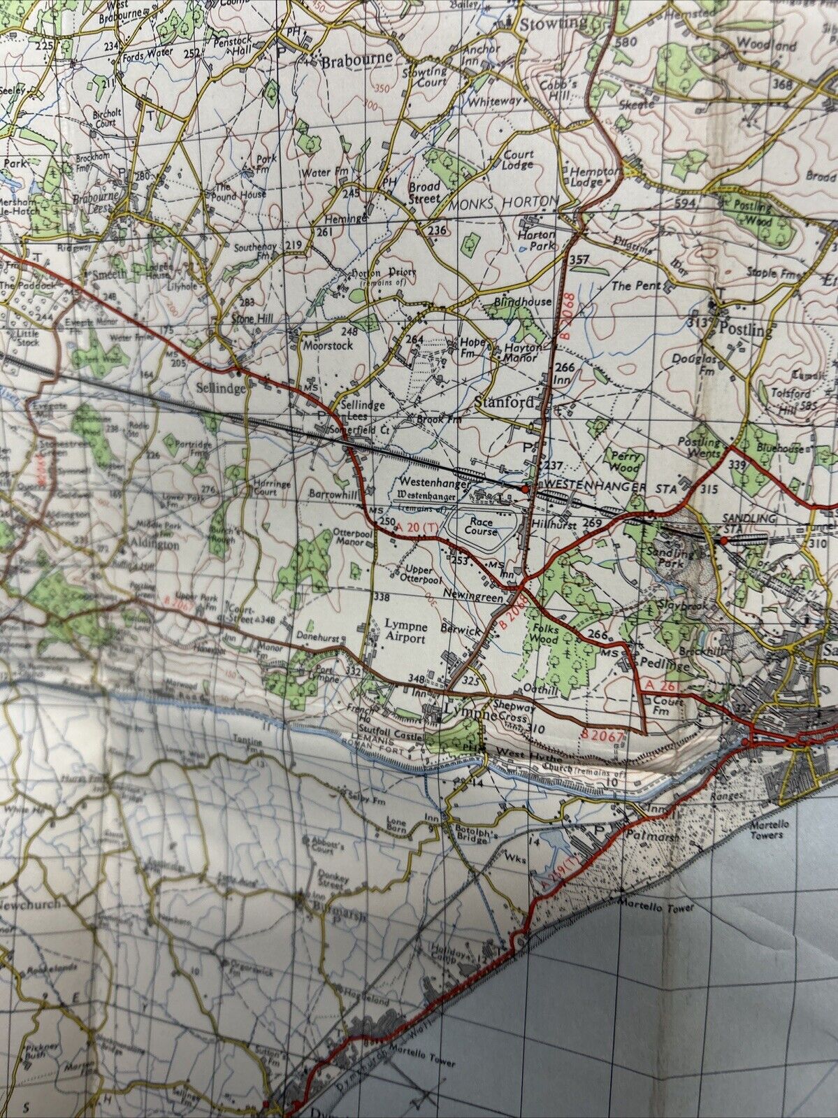 EAST KENT Ordnance Survey Seventh Series Cloth  One inch 1959 Sheet 173 Walmer