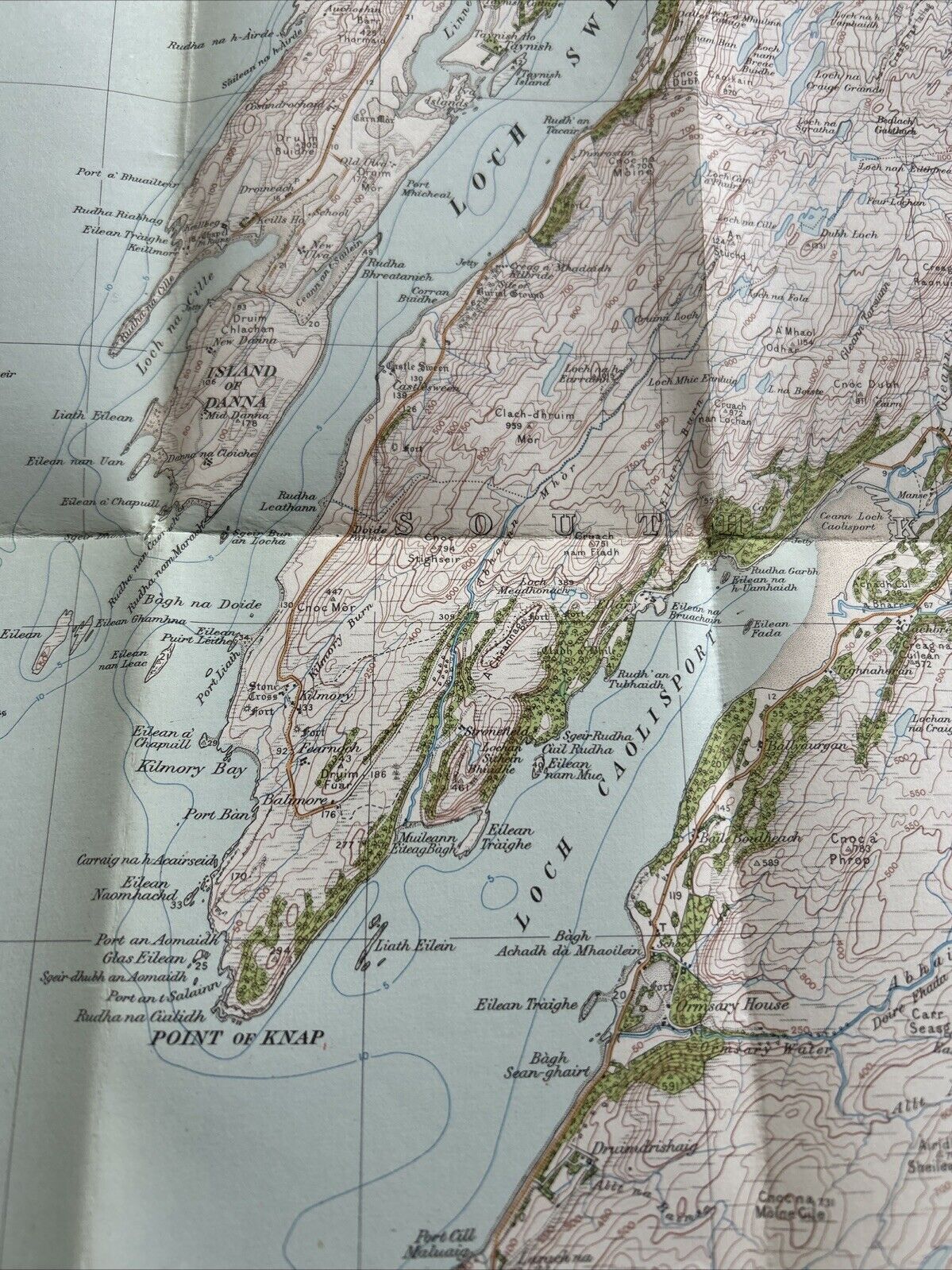 SOUND OF JURA Ordnance Survey One Inch CLOTH Sheet 70 Popular Edition 1926