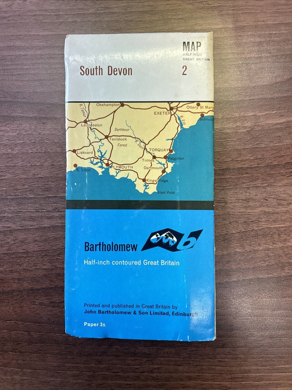 SOUTH DEVON Bartholomew Half Inch Map No 2 1965 Torquay Plymouth Rattery