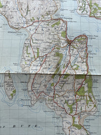 ISLAND OF BUTE Ordnance Survey CLOTH One Inch Sheet 71 Popular Edition 1945