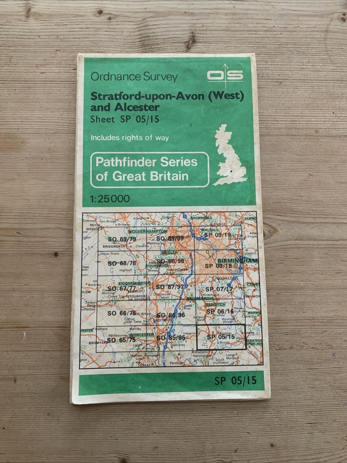 STRATFORD upon AVON West & ALCESTER Ordnance Survey Pathfinder Map 1982 SP05/15