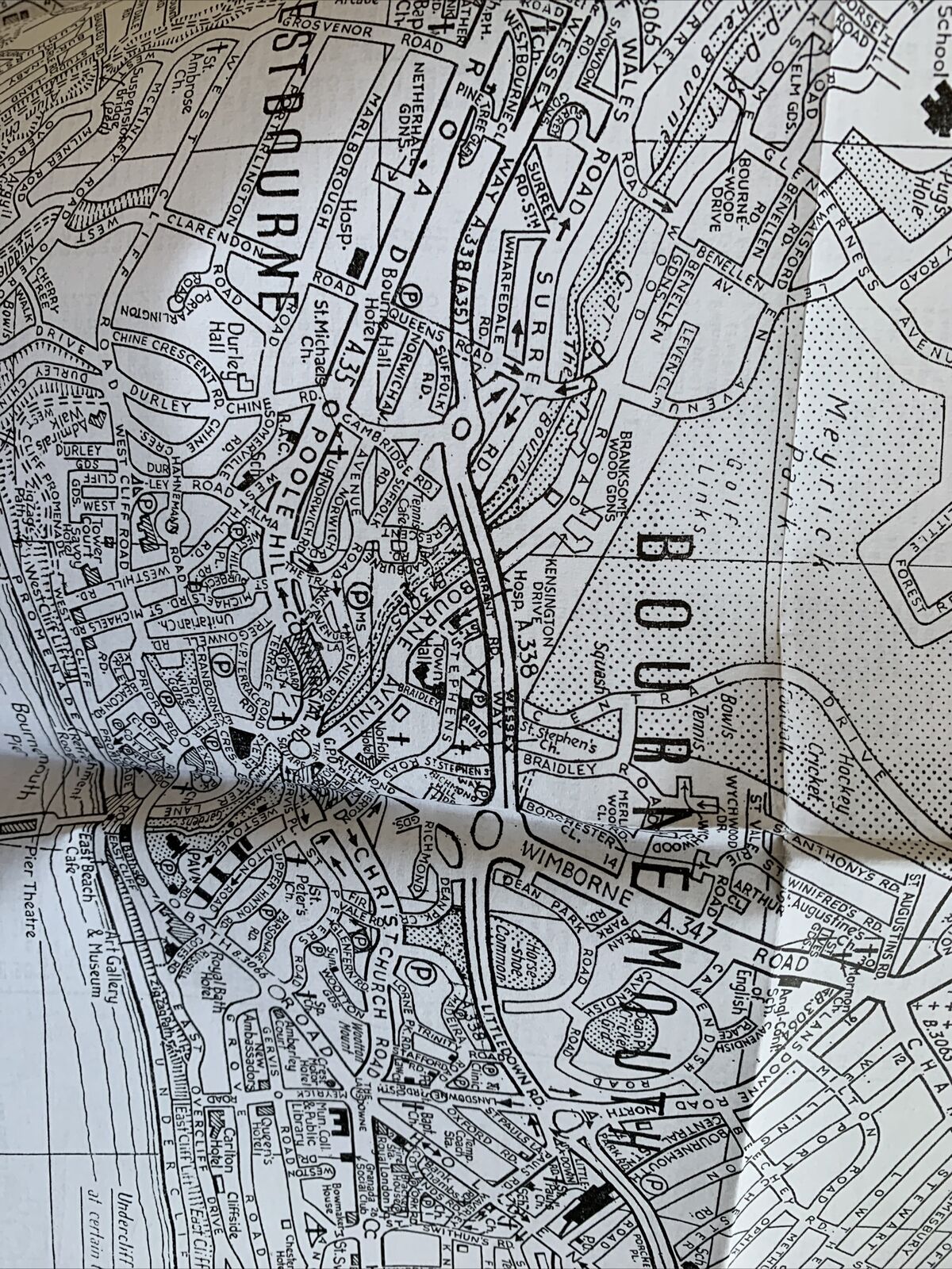 Bournemouth And Poole Map - SP Maps Circa 1990!? Christchurch Dorset