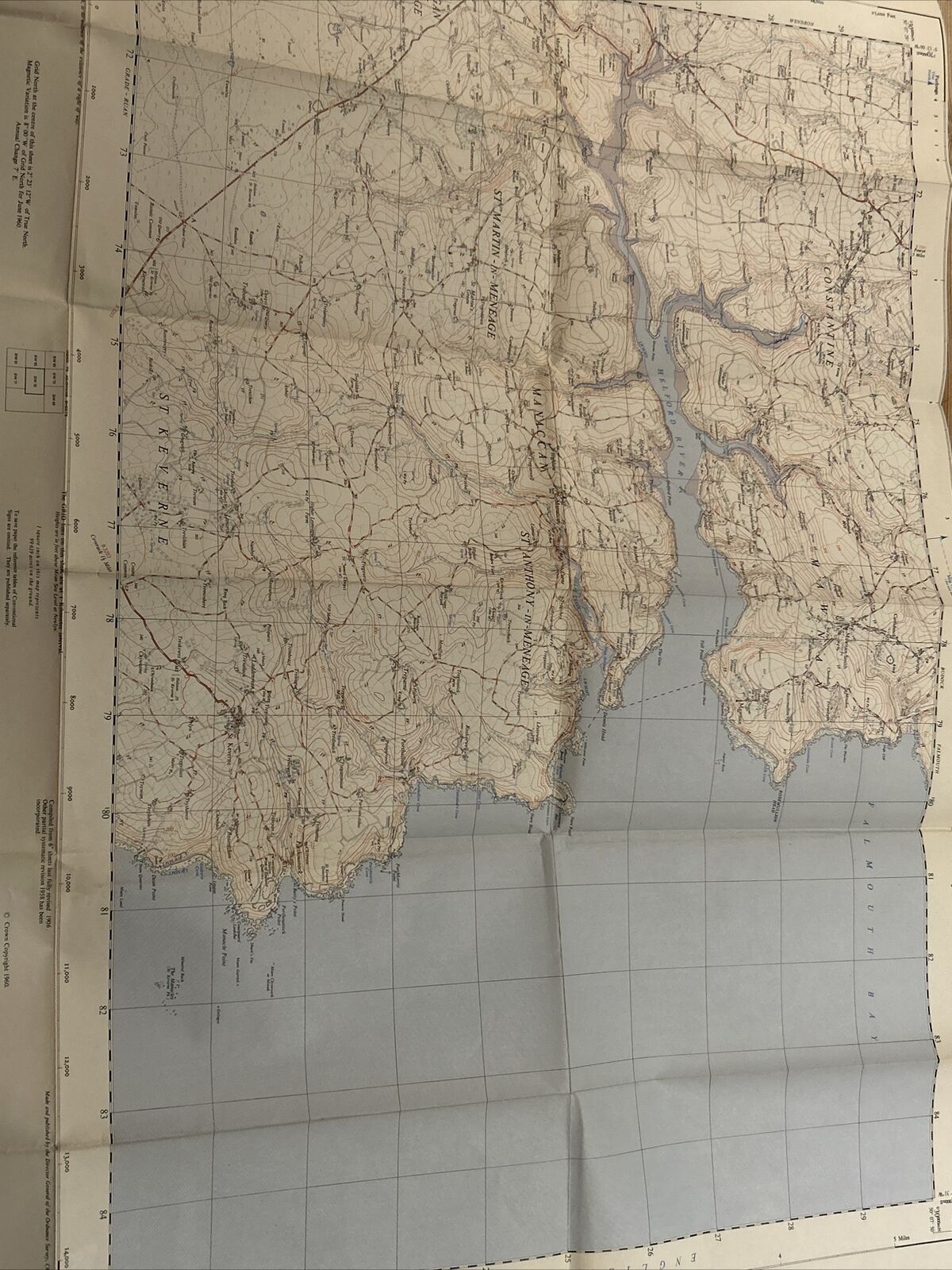 MAWGAN HELFORD RIVER - Ordnance Survey Sheet SW72 1:25000 1960 St Keverne