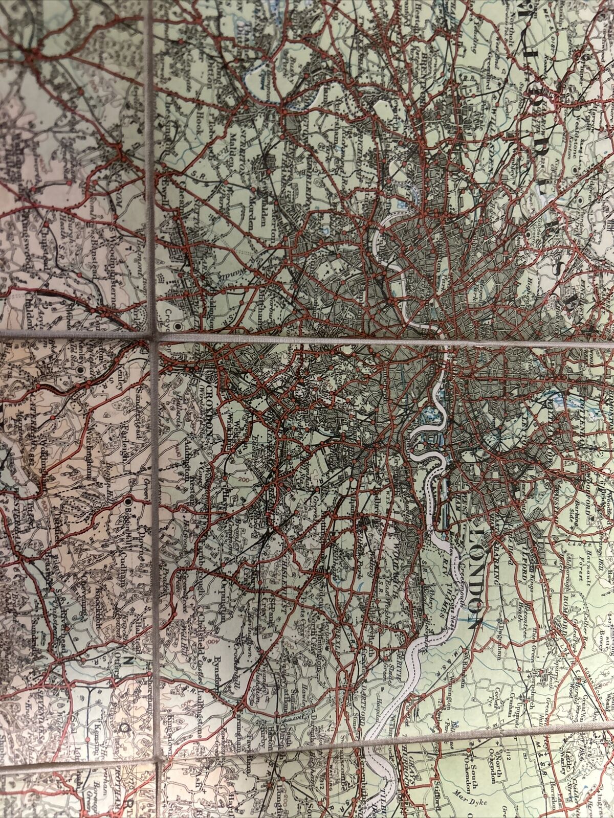 ENGLAND SOUTH EAST & LONDON Ordnance Survey Cloth Qu Inch Map 1921 Sh 12 Diss