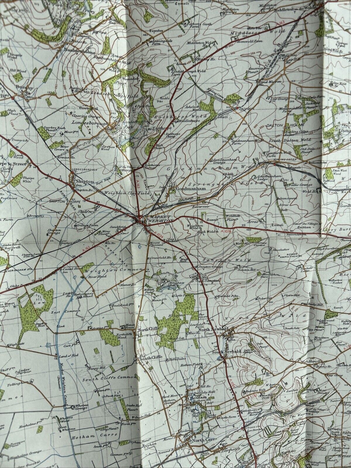 MARKET WEIGHTON Ordnance Survey One In Map 1947 Sixth Edition Sheet 98 Goole