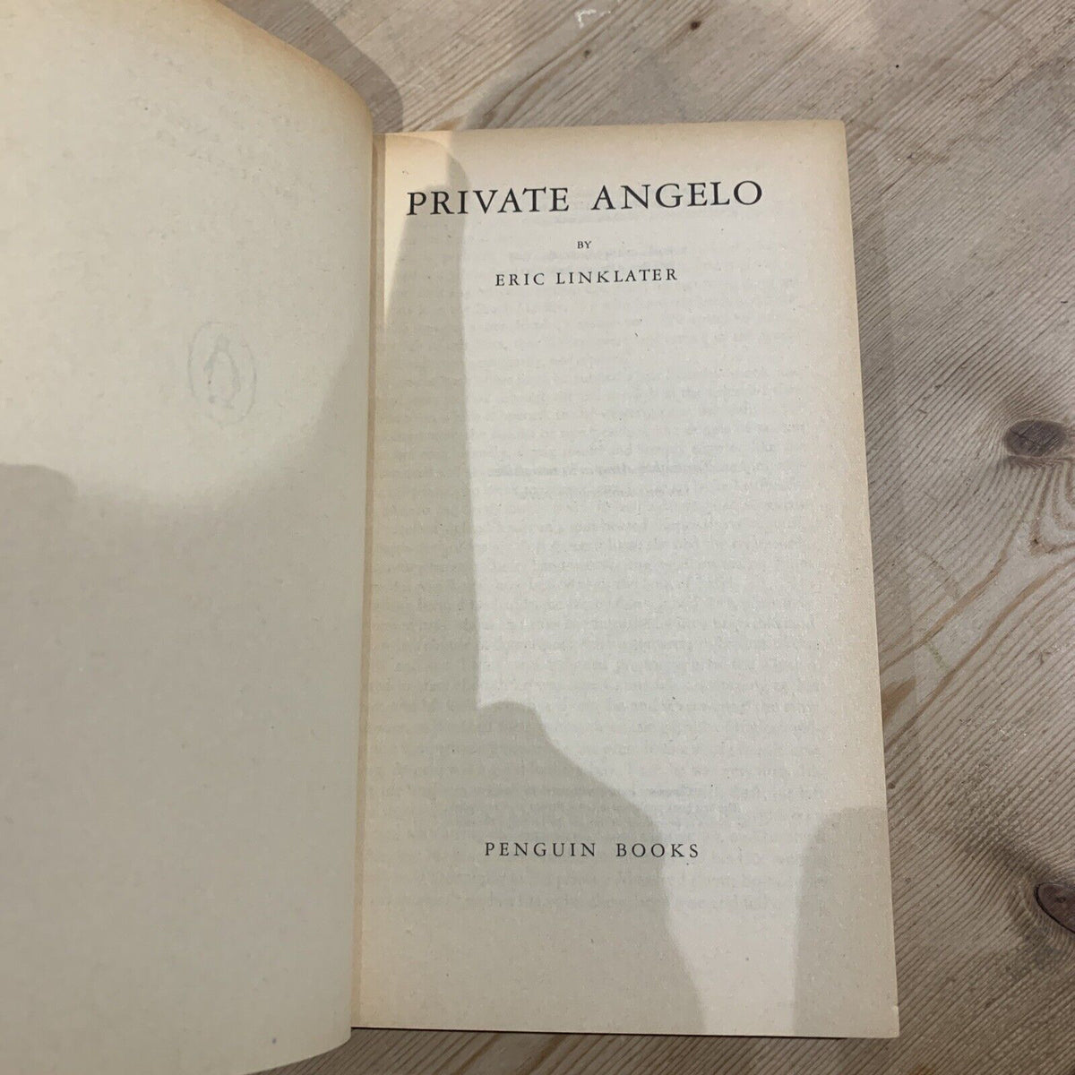 PRIVATE ANGELO - ERIC LINKLATER Penguin Books No 1245 1958