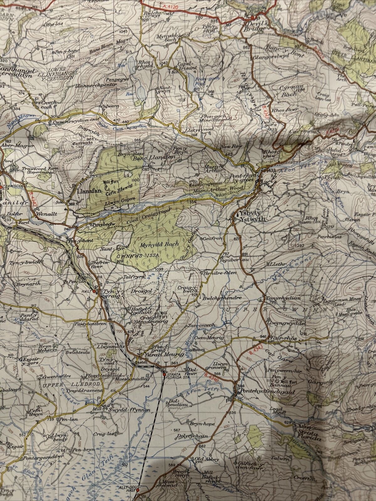 ABERYSTWYTH Ordnance Survey CLOTH Map 1952 Sheet 127 Seventh Series Machynlleth