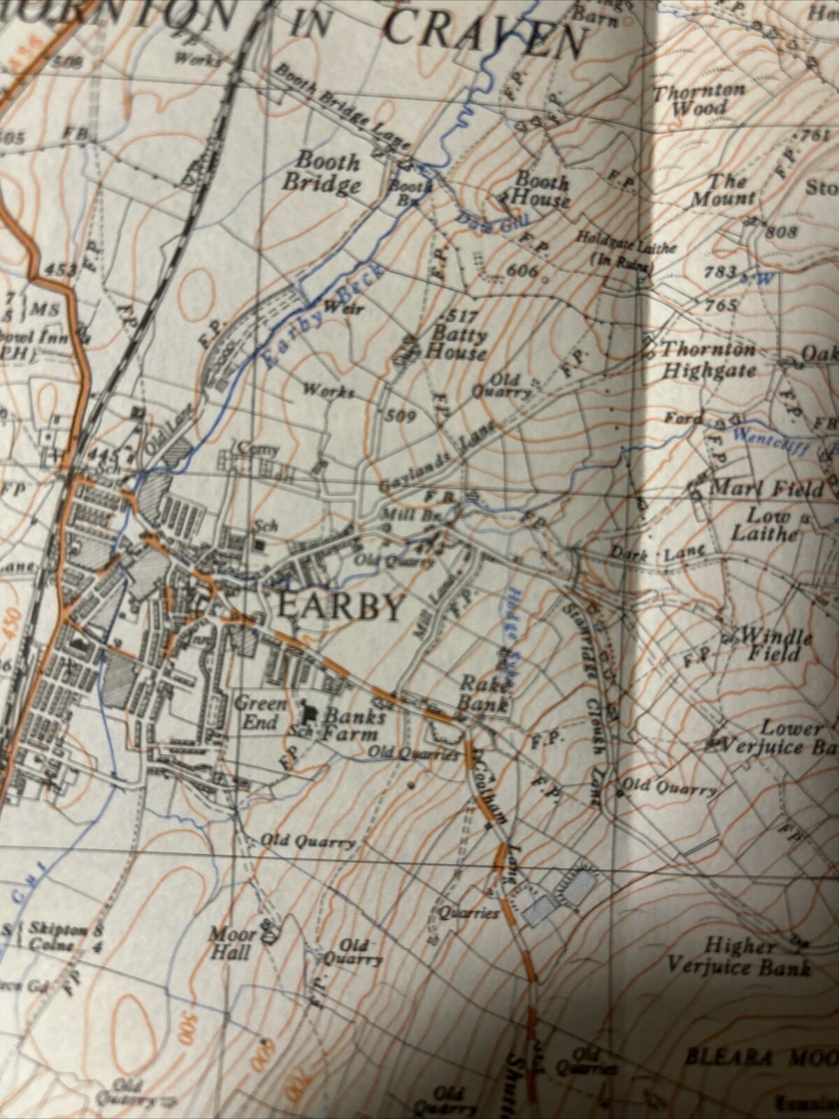 EARBY Ordnance Survey Sheet SD94  Map 1:25,000 First Series 1954 Cowling Bleara