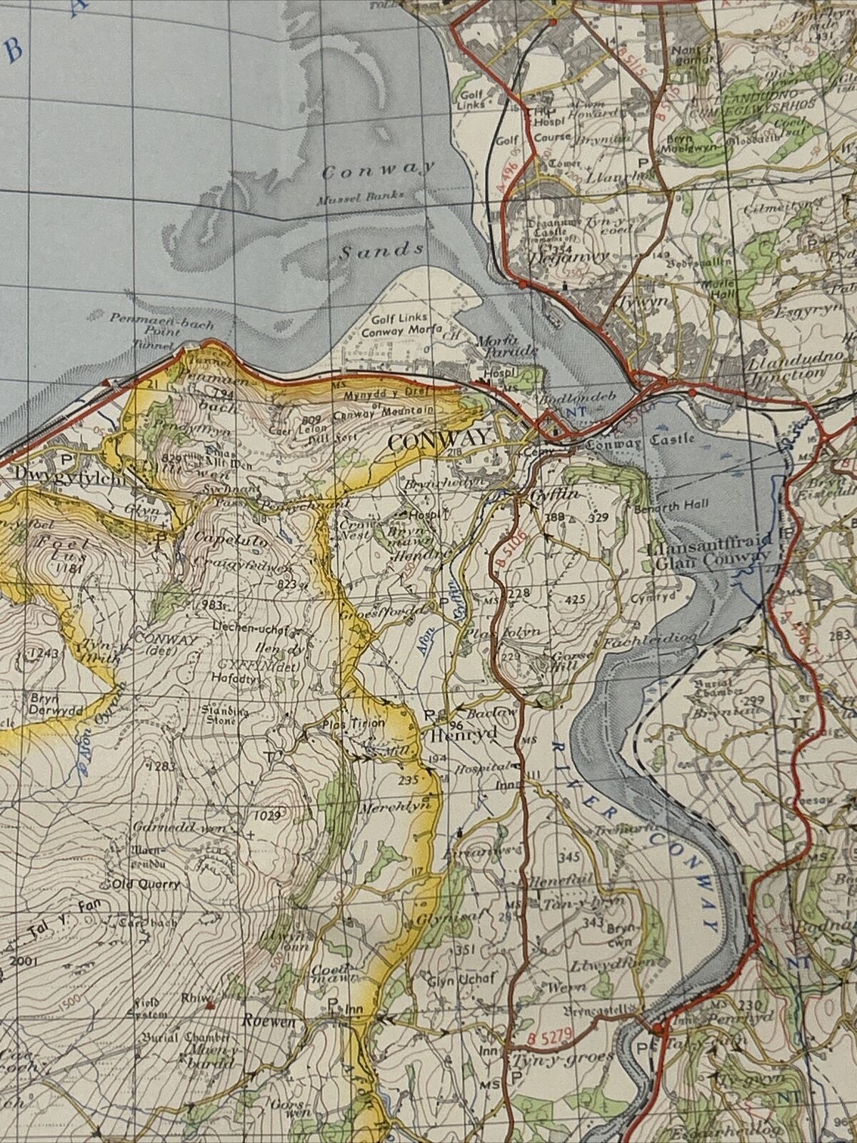 SNOWDON 1962 Edition Ordnance Survey One Inch Map Sheet 107 Llanrwst Bethesda