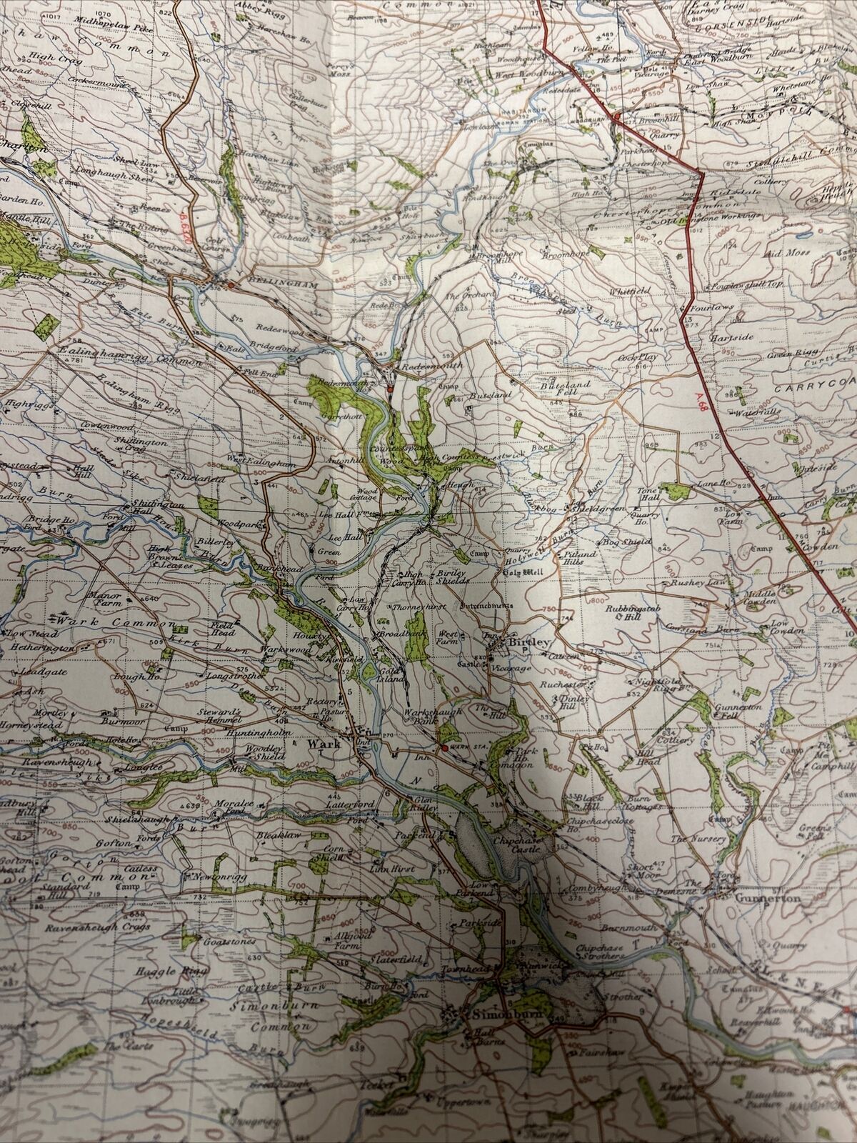 HEXHAM Ordnance Survey Cloth One Inch Map 1947 Sixth Edition Sheet 77 Haydon