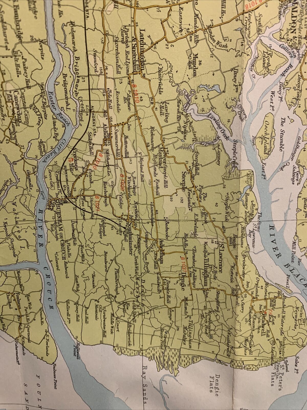 ESSEX Bartholomew  Half Inch Map 1962 No 16 Southend Chelmsford Manningtree