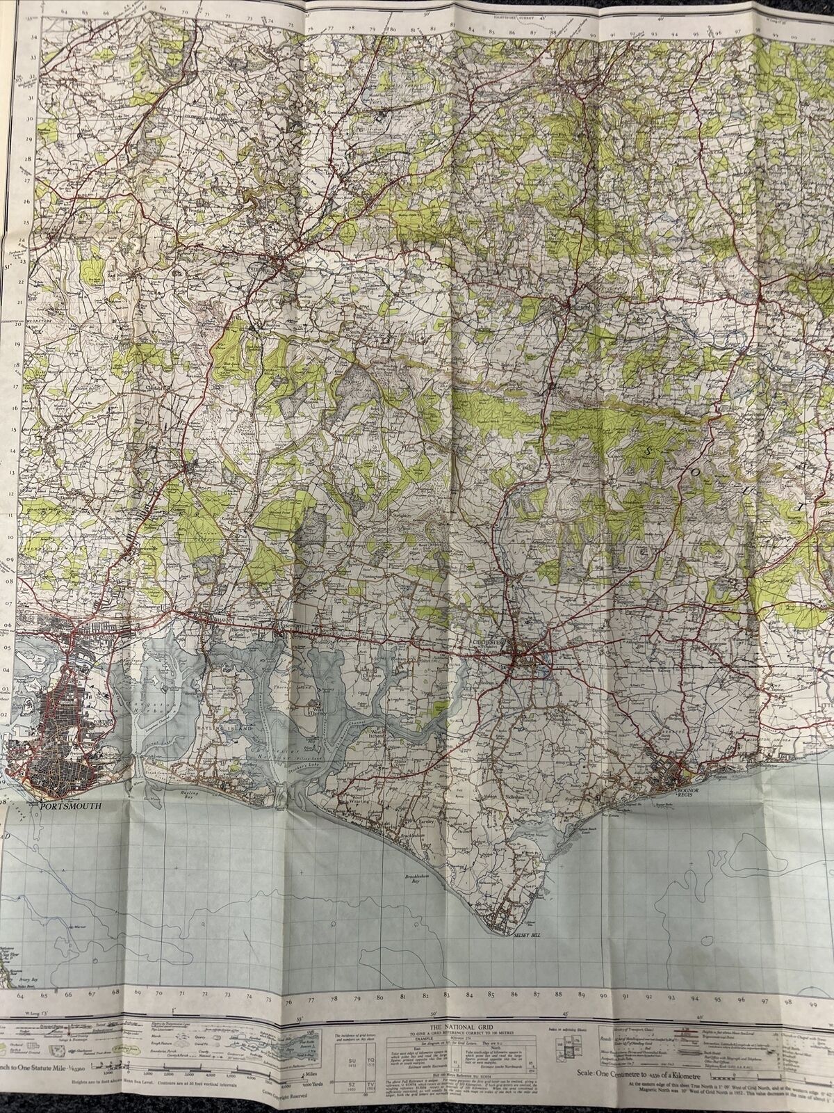 CHICHESTER Ordnance Survey Paper Map 1945 Sixth Series Sheet 181 Bognor Regis