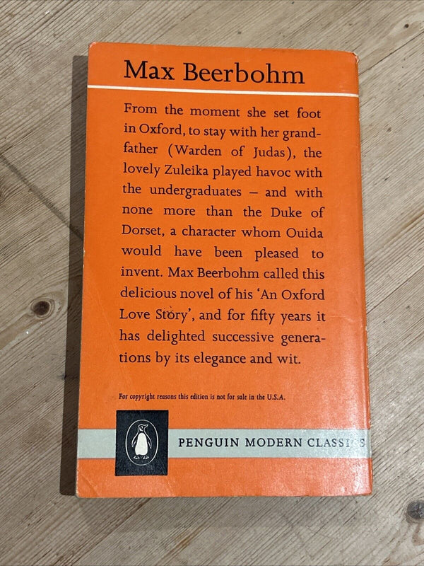 ZULEIKA DOBSON Max Beerbohm Penguin Books No 895 1961 An Oxford love Story