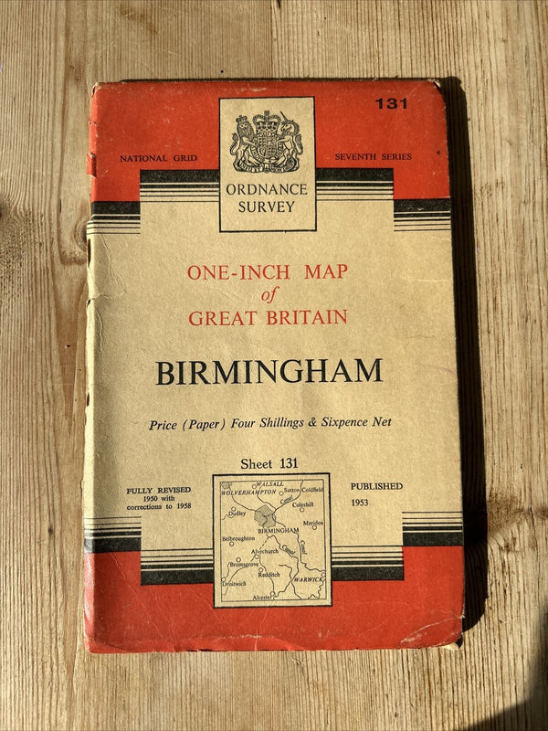 BIRMINGHAM Ordnance Survey Seventh Series Paper One inch 1953 Sheet 131