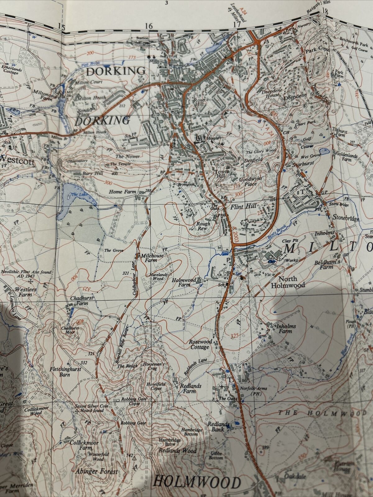 DORKING Ordnance Survey Sheet TQ14 1:25000 1956 Holmwood Capel