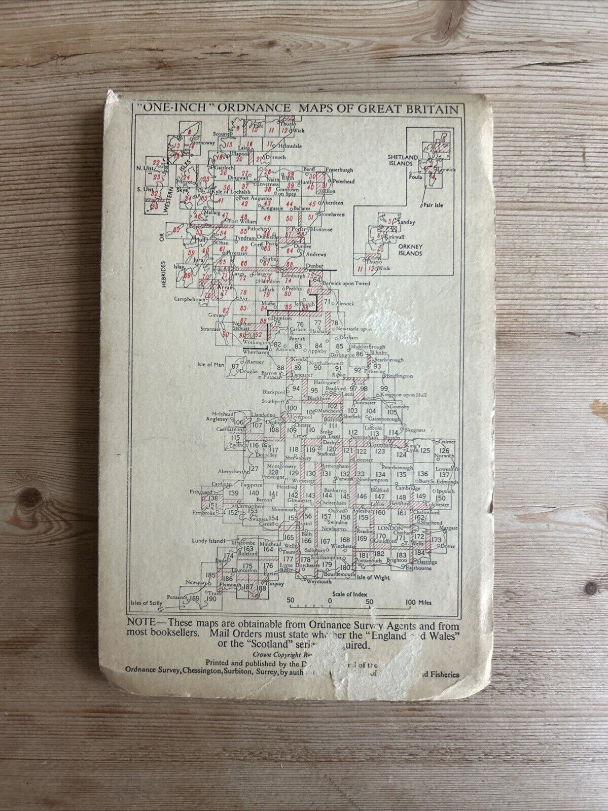 SNOWDON Ordnance Survey CLOTH Seventh Series Map One Inch 1953 Sheet 107 Pentir