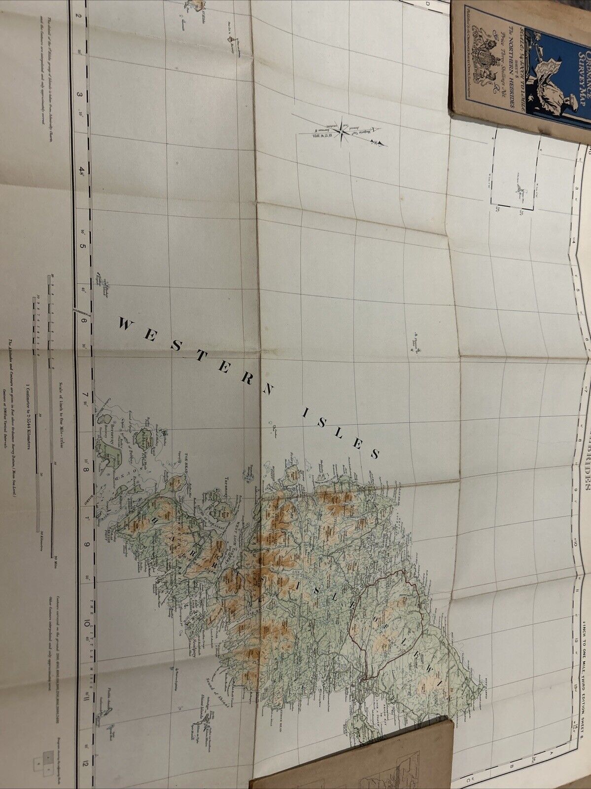 THE NORTHERN HEBRIDES Cloth  Ordnance Survey Quarter In Sheet 8 1923