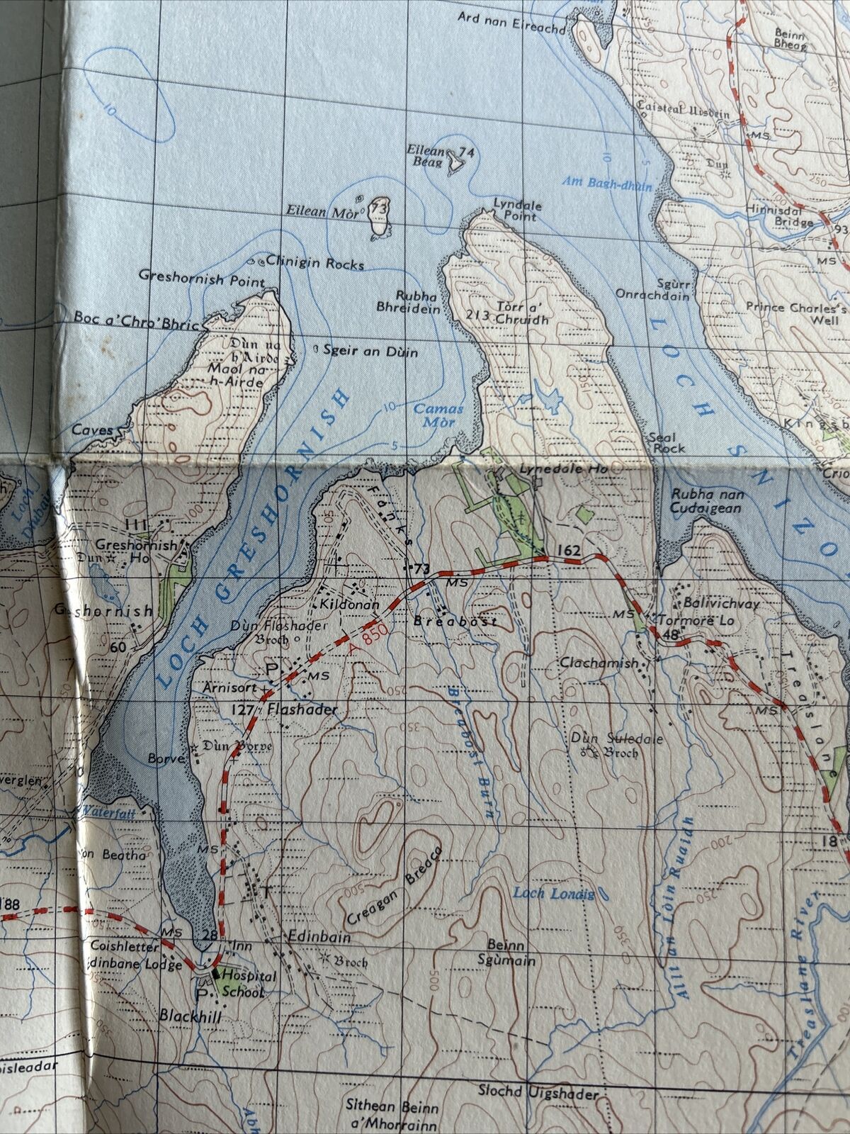 NORTH SKYE Ordnance Survey Seventh Series Cloth One inch 1957 Sheet 24 Portree