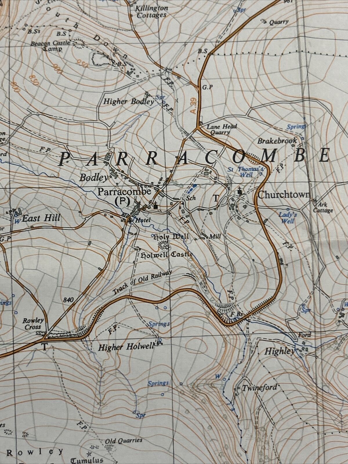 PARRACOMBE Ordnance Survey Sheet SS64 Map 1:25000 First Series 1962 Kentisbury